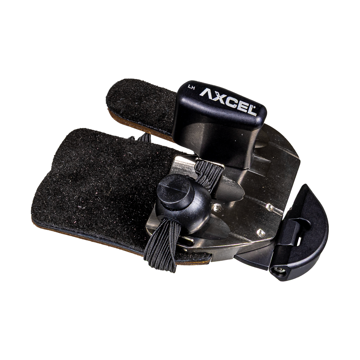 Axcel Contour Pro finger tab, Quicksilver finish, left-handed, size Medium