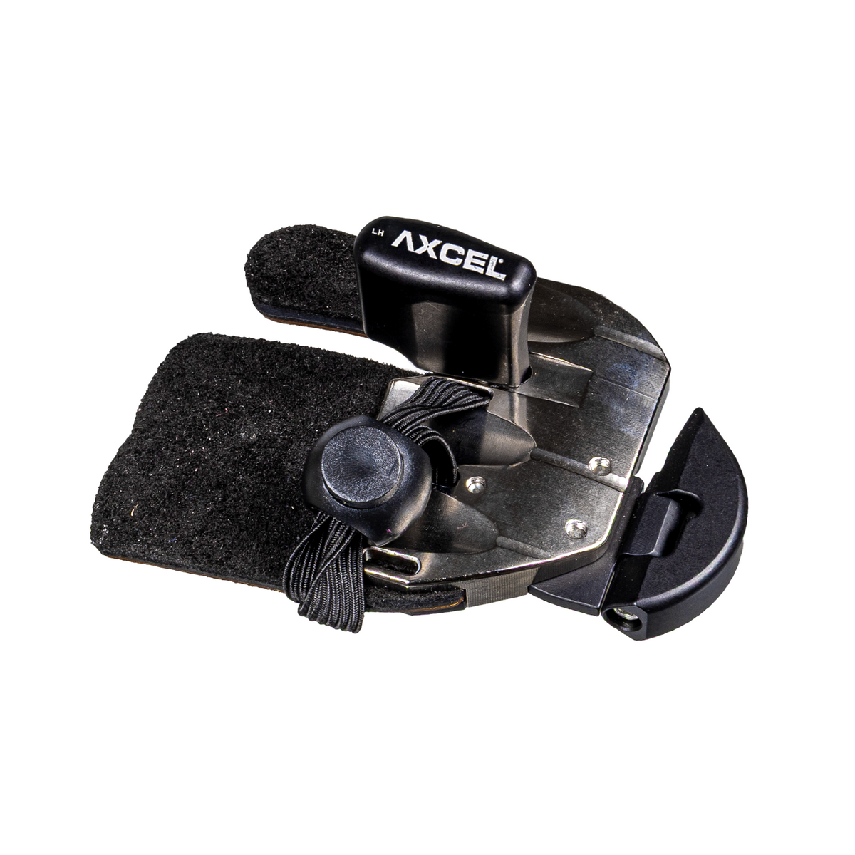 Axcel Contour Pro finger tab, Quicksilver finish, left-handed, size Small