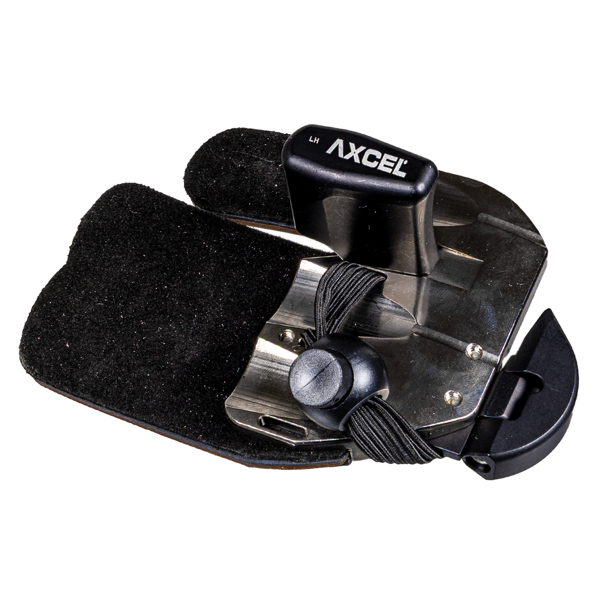 Axcel Contour Pro finger tab, Quicksilver finish, left-handed, size X-Large