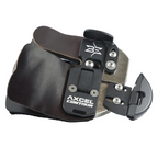 Axcel Contour Pro finger tab, cordovan leather face with Brady Ellison signature logo