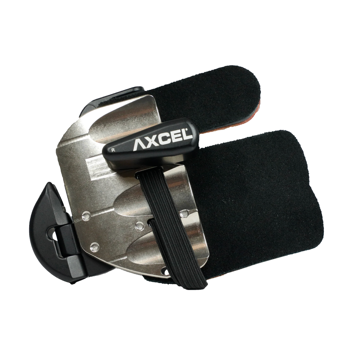 Axcel Contour Pro finger tab, Quicksilver finish, right-handed, size Large