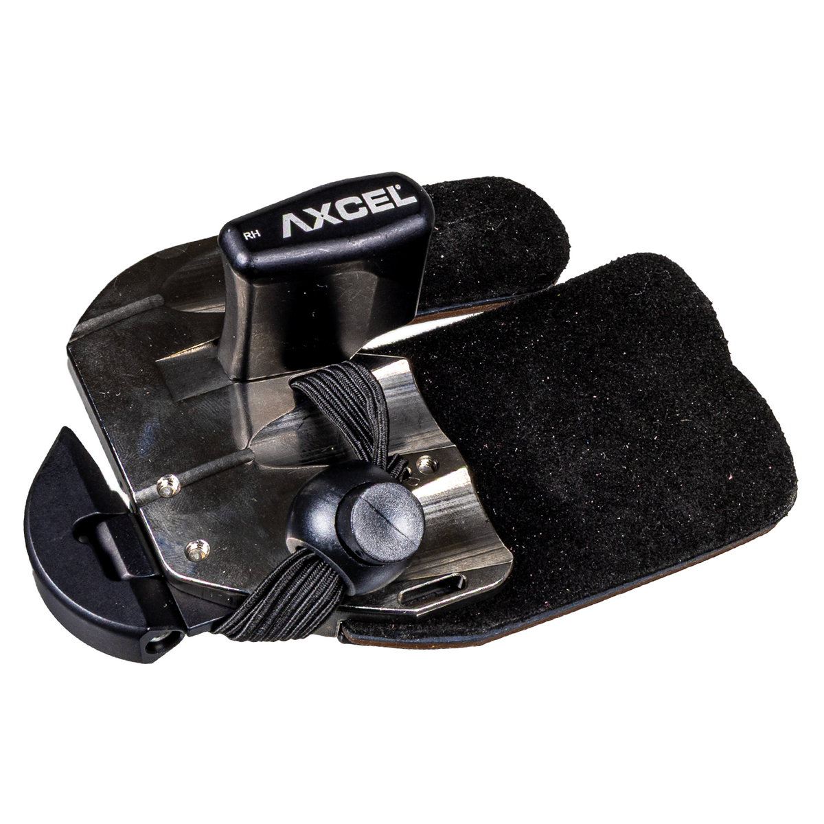 Axcel Contour Pro finger tab, Quicksilver finish, right-handed, size X-Large