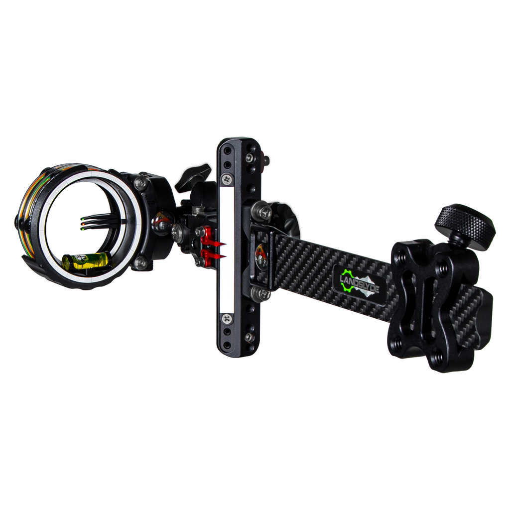 Axcel LANDSLYDE Carbon Pro bow sight, Stealth Bowhunting Black, AccuStat II 3-Pin, .019" fibre