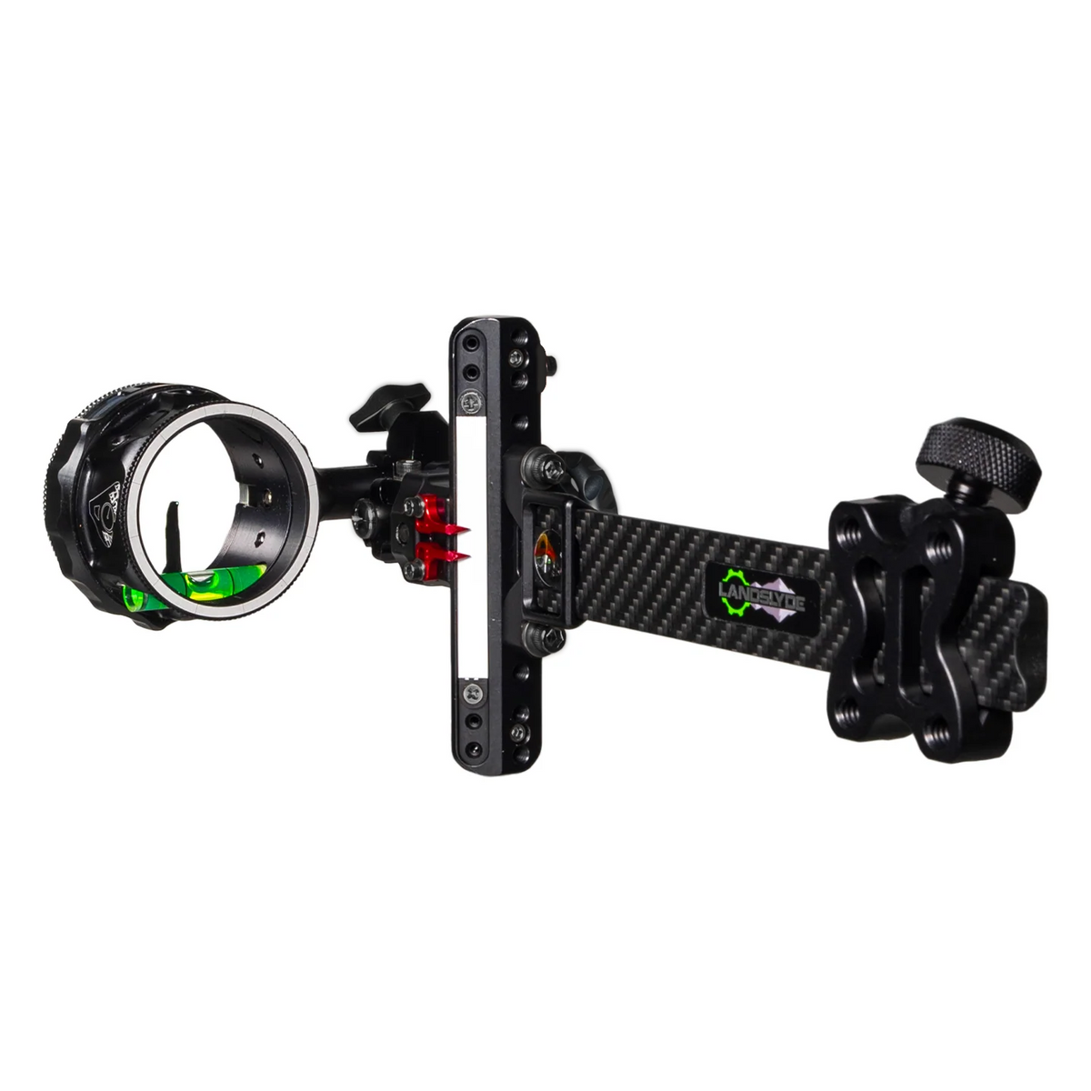 Axcel LANDSLYDE Carbon Pro bow sight, Stealth Bowhunting Black, AVX-41 Plus 1-Pin, .010" blue fibre
