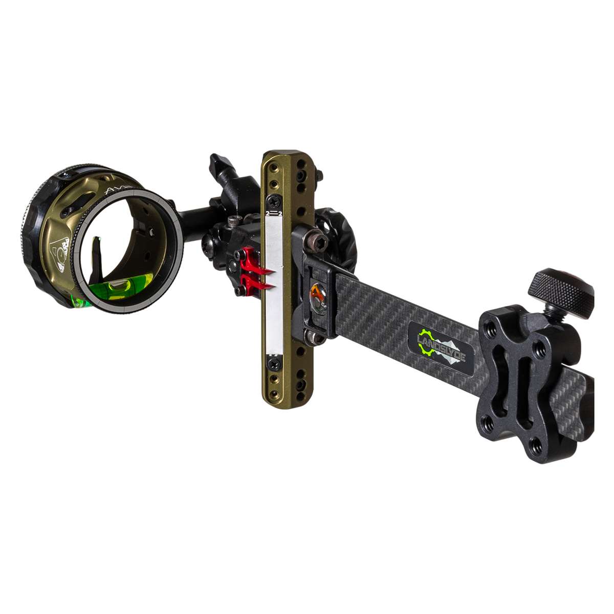 Axcel LANDSLYDE Carbon Pro bow sight, Tactical Bowhunting Green, AVX-41 Plus 1-Pin, .029" blue fibre