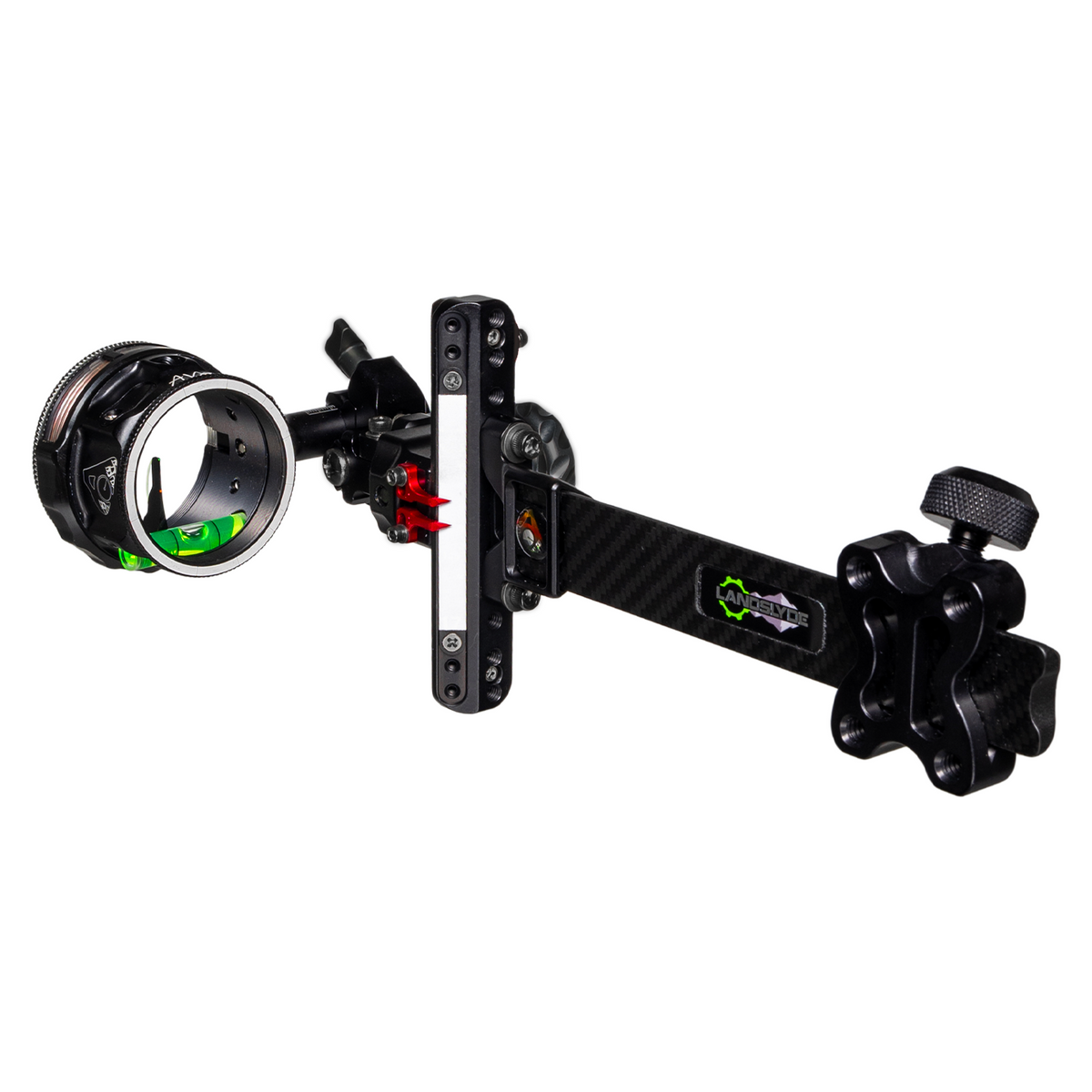 Axcel LANDSLYDE Carbon Pro bow sight, Stealth Bowhunting Black, AVX-41 Plus Ranger-Pin, .010" green-red fibre