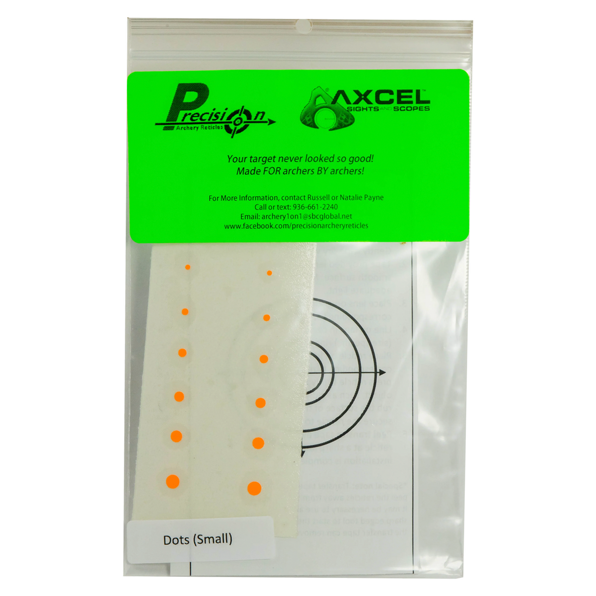 Precision Archery Reticles Small Dots, Orange