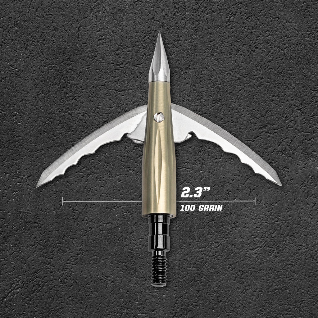 Beast Aluminum Broadhead, 100 grain, 2.3 in cut diameter, blades deployed
