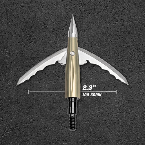 Beast Aluminum Broadhead, 100 grain, 2.3 in cut diameter, blades deployed