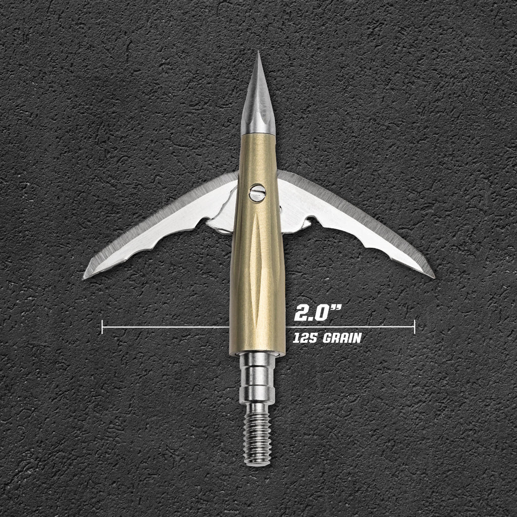 Beast Aluminum Broadhead, 125 grain, 2.0 in cut diameter, blades deployed