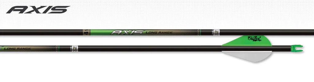 Easton Axis 4mm Long Range arrow shaft and fletched arrow with 2" Blazer vanes