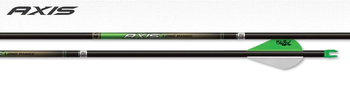 Easton Axis 4mm Long Range arrow shaft and fletched arrow with 2" Blazer vanes