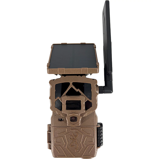 Browning Defender Pro Scout Max HD Solar trail camera, front, on white