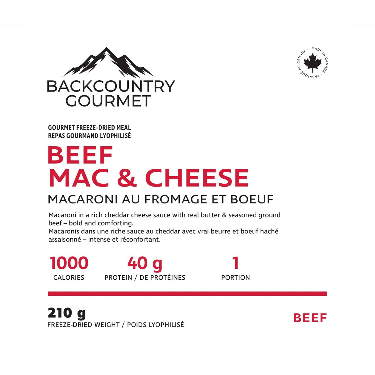 Beef Mac & Cheese (Beef) package label - nutrition and ingredients