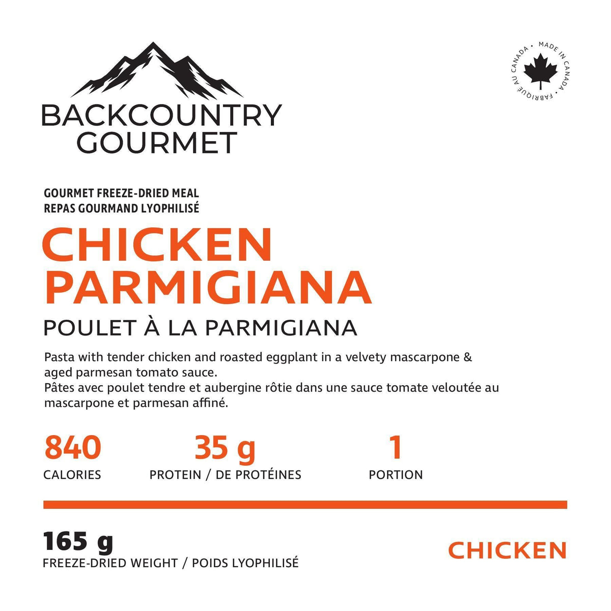 Chicken Parmigiana (Chicken) package label - nutrition and ingredients