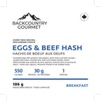 Eggs & Beef Hash (Breakfast) package label - nutrition and ingredients