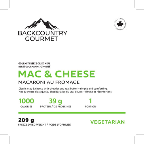 Mac & Cheese (Vegetarian) package label - nutrition and ingredients