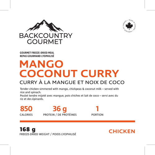 Mango Coconut Curry (Chicken) package label – nutrition and ingredients