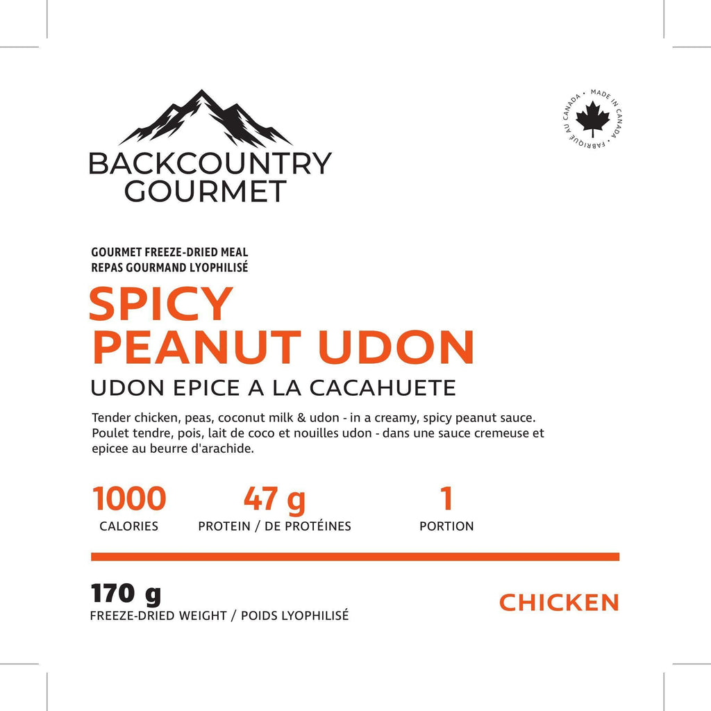 Spicy Peanut Udon (Chicken) package label – nutrition and ingredients