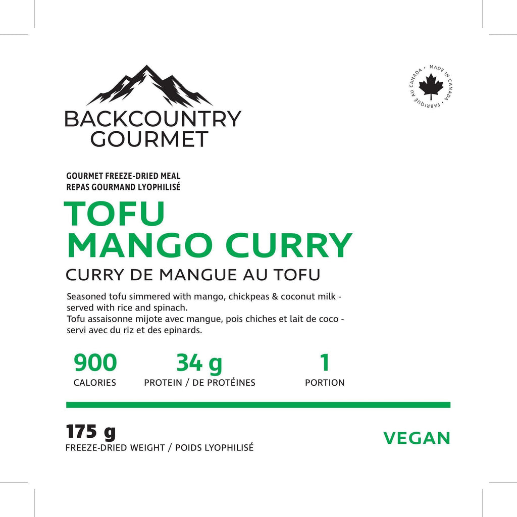Tofu Mango Curry (Vegan) package label – nutrition and ingredients
