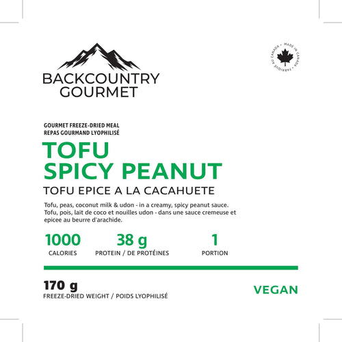 Tofu Spicy Peanut (Vegan) package label – nutrition and ingredients