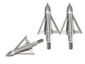 Three Excalibur Boltcutter B.A.T. 150 grain fixed-blade broadheads on a white background