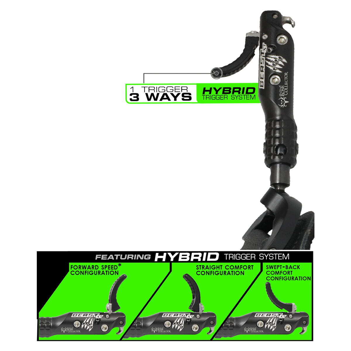 Bone Collector Beast XT Hybrid Three-in-One Hybrid Trigger System, three trigger positions
