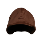 SKRE Boreal Beanie, Layout Brown, front view showing fleece lining