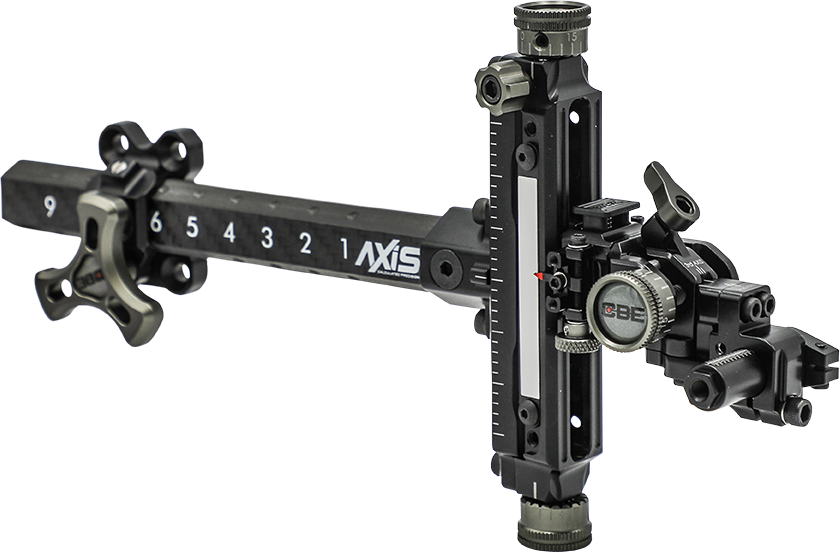 CBE Axis target bow sight with carbon extension bar