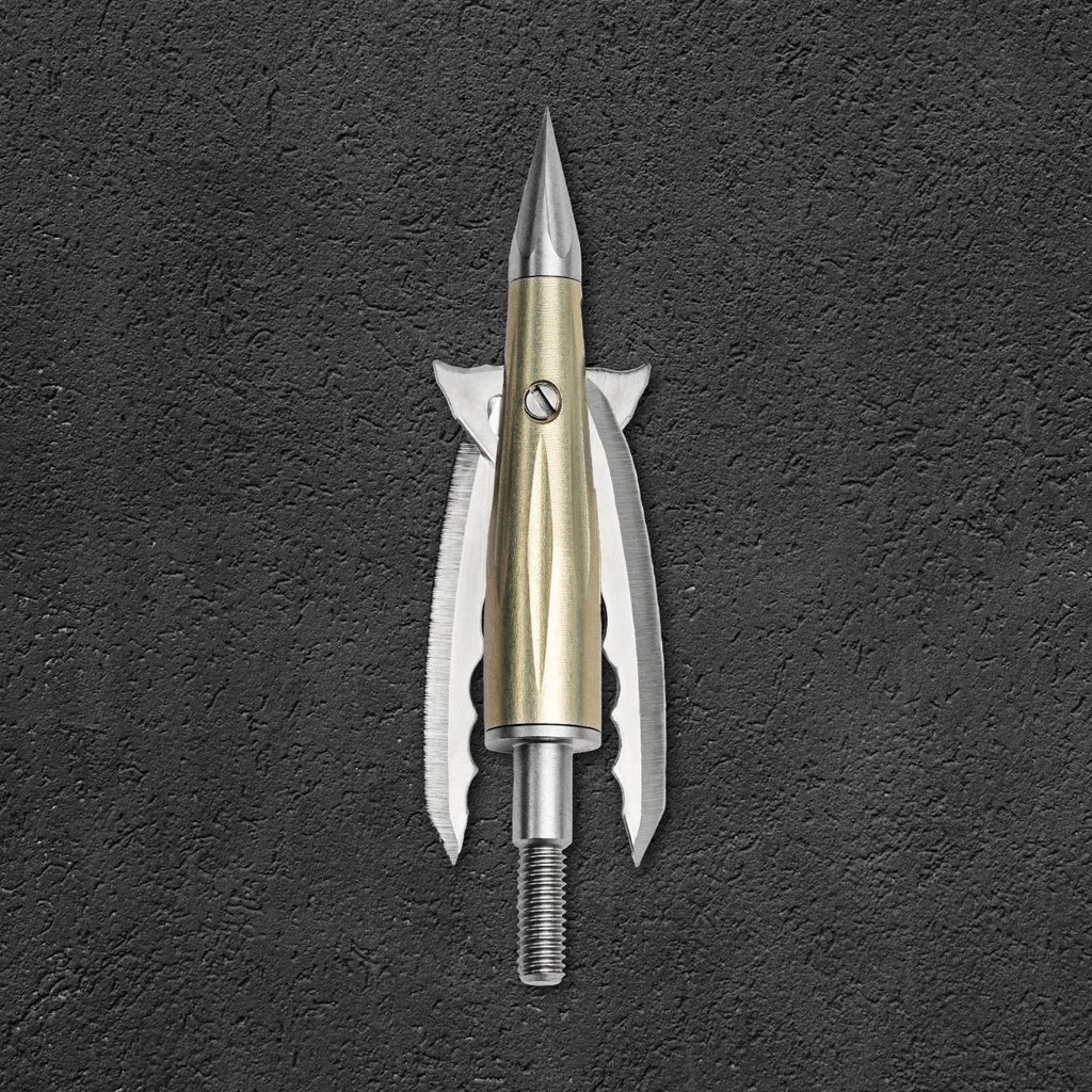 Beast Deep Six broadhead, 2.3 in 125 grain, blades closed in flight position