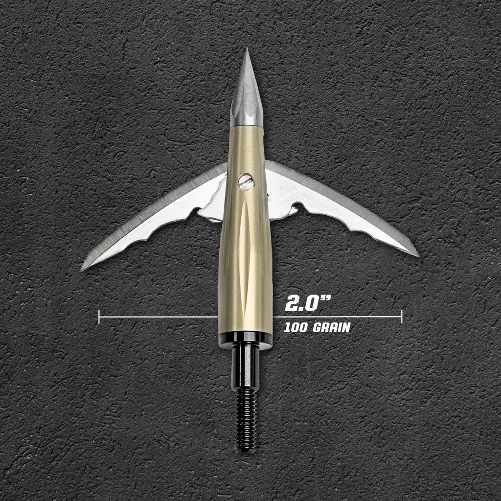 Beast Deep Six mechanical broadhead, 2.0 in cut, 100 grain, blades deployed