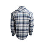 SKRE Delta Flannel Top, Blue-White, back view