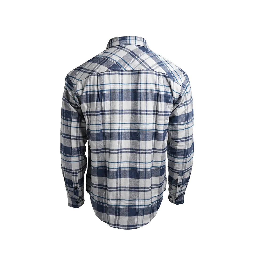 SKRE Delta Flannel Top, Blue-White, back view