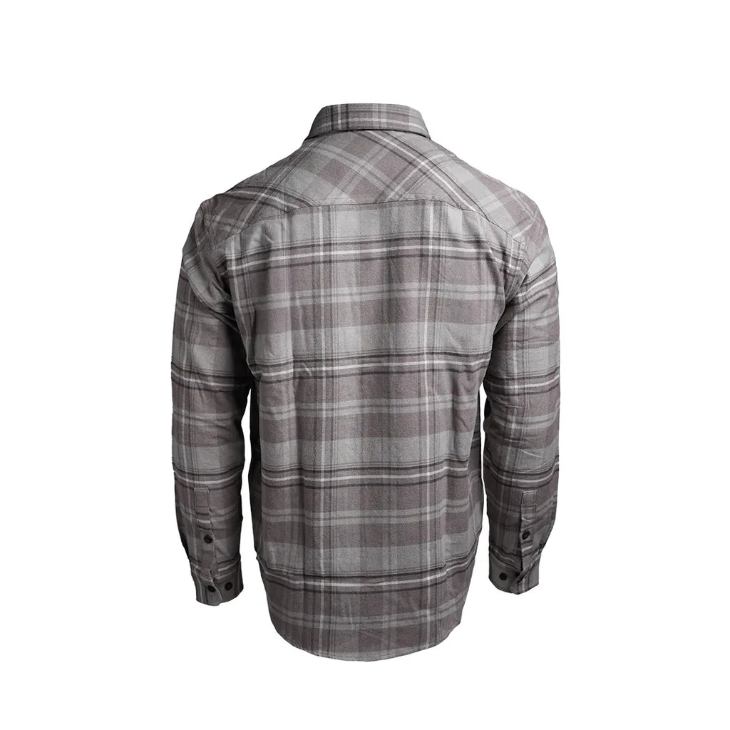 SKRE Delta Flannel Top, Grey-White, back view