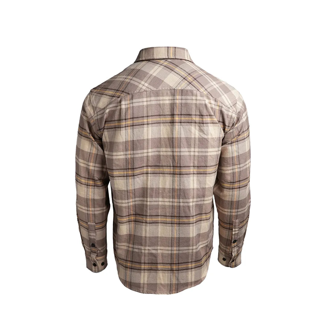 SKRE Delta Flannel Top, Brown-Gold, back view