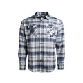 SKRE Delta Flannel Top, Blue-White