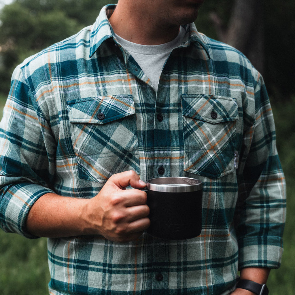 SKRE Delta Flannel Top worn at camp