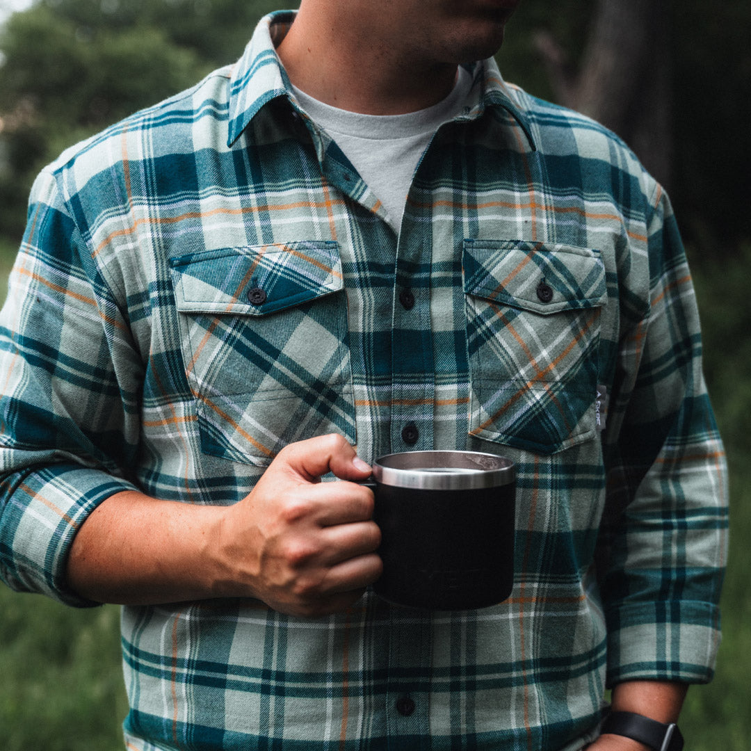 SKRE Delta Flannel Top worn at camp