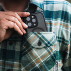 SKRE Delta Flannel Top, button-flap chest pocket detail