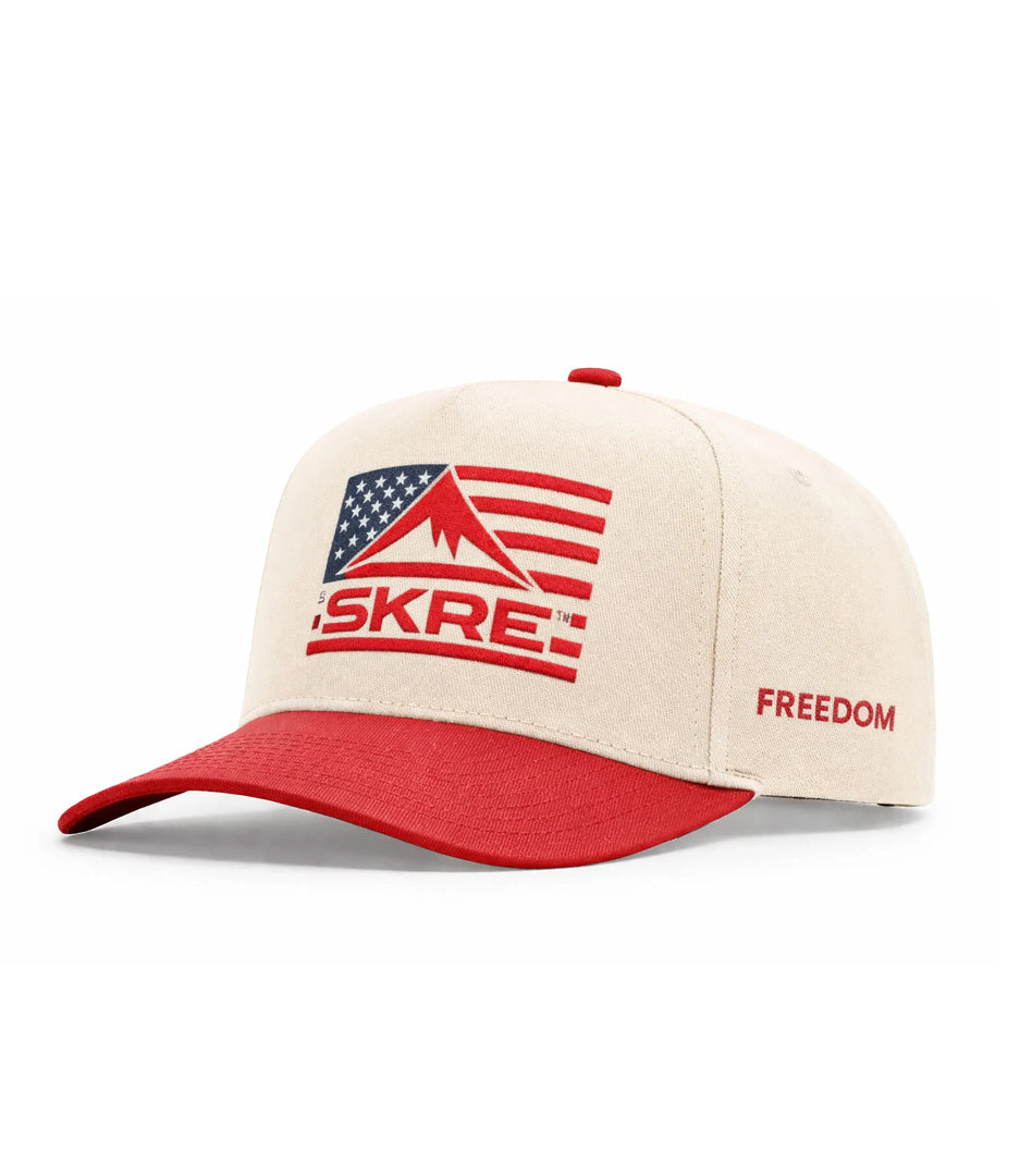 SKRE 250th USA Hat, natural with red brim