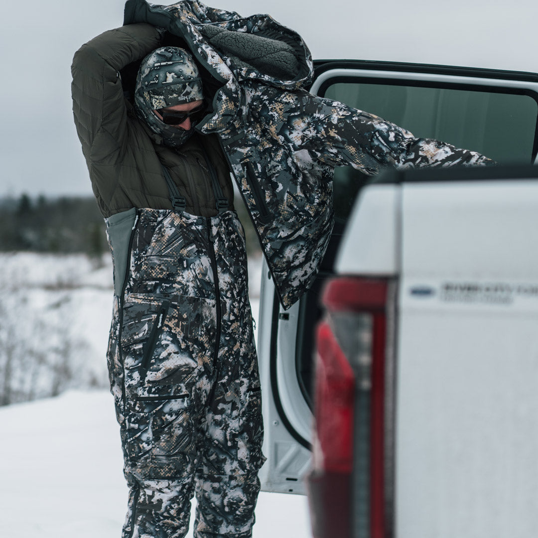 SKRE Guardian Late Season Bibs, Solace, worn in late-season conditions
