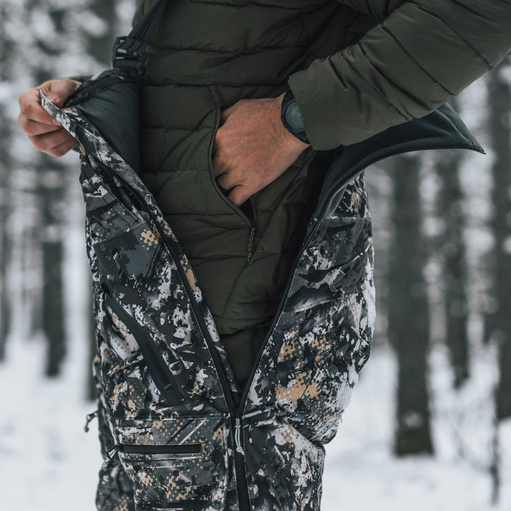 SKRE Guardian Late Season Bibs, Solace, full-length YKK side zip