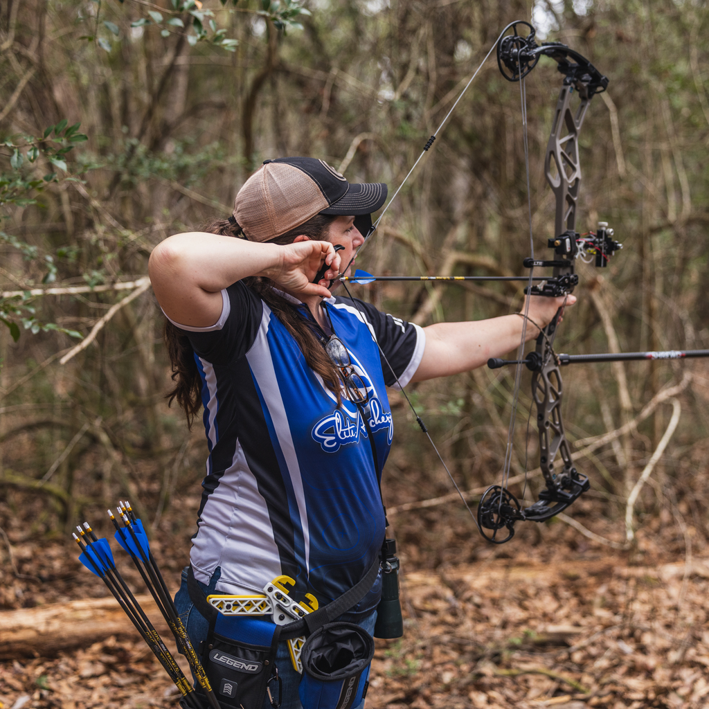 Gold Tip Velocity Pro Arrows .246, archer at full draw