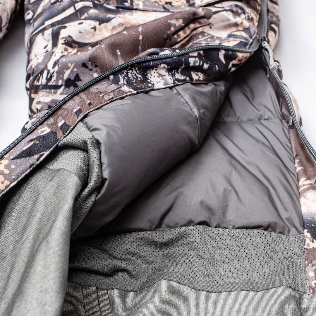 SKRE Guardian Late Season Bibs, Solace, down insulation and interior