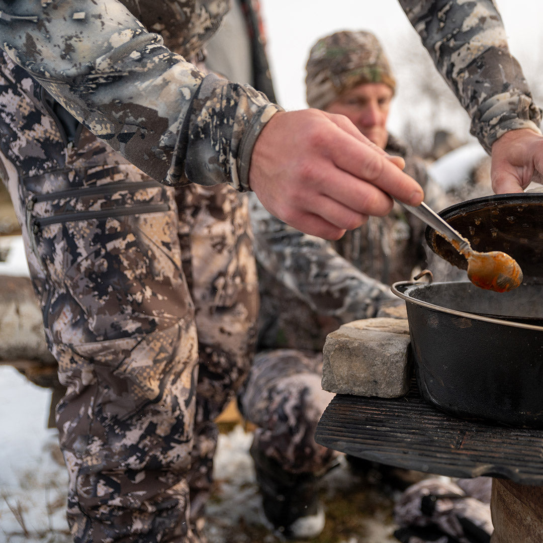 SKRE Kodiak Pant in the field, late-season camp