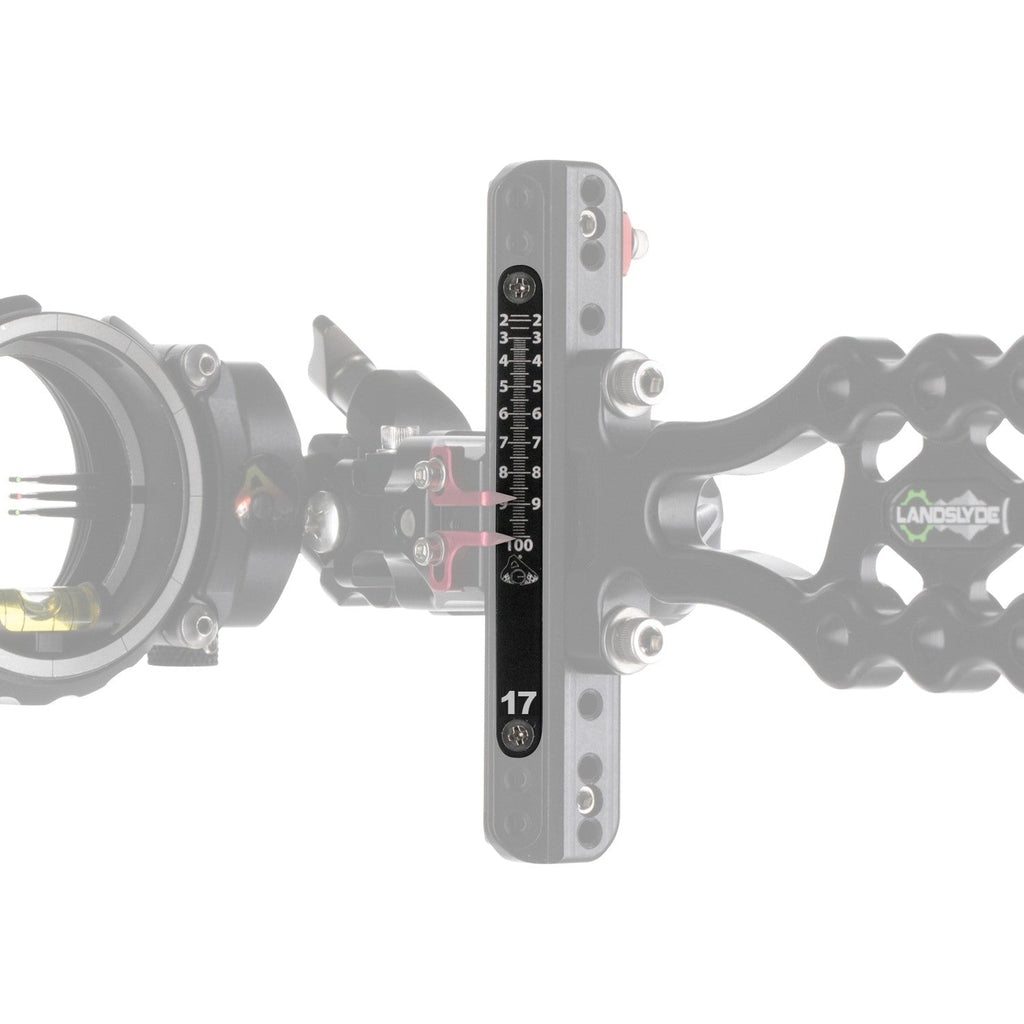Axcel Standard Metal Sight Tape, single double-sided metal tape mounted on a LANDSLYDE sight