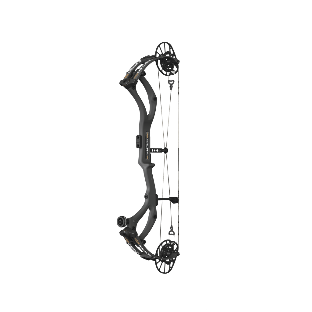 PSE Mach 30 DS Carbon compound hunting bow, Black, angled view