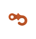 Two blaze orange Mathews Monkey Tails string dampeners on a white background