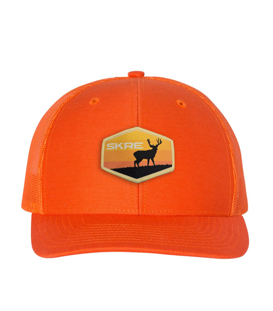 SKRE Mule Deer Sunset Patch Hat, Blaze Orange