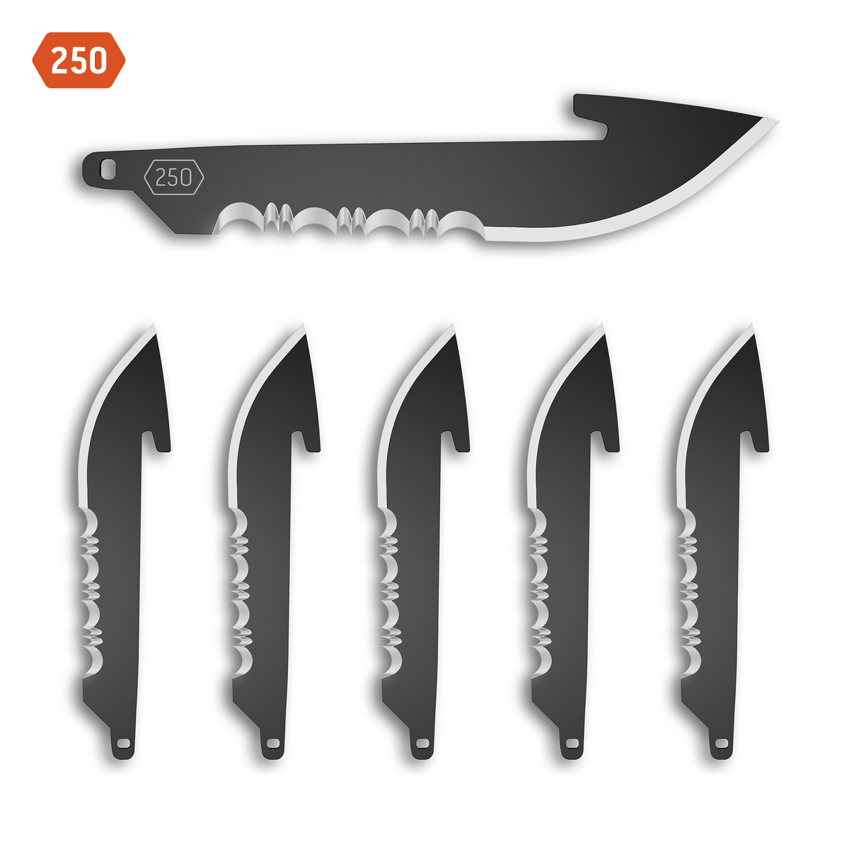 Outdoor Edge 2.5" 50% SERRATED DROP POINT BLADES | 6-PACK